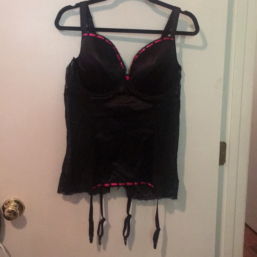 Satin bustier with pink accents *NEW*